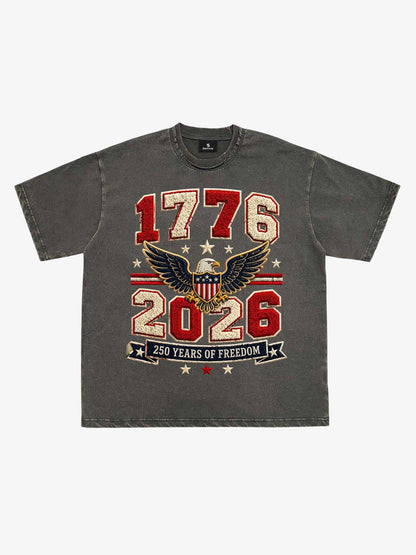 Towel Embroidery Washed Vintage T-Shirt 