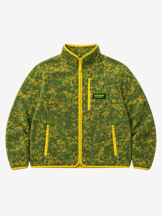 Digital Camo Piped Stand-Collar Fleece Zip Jacket