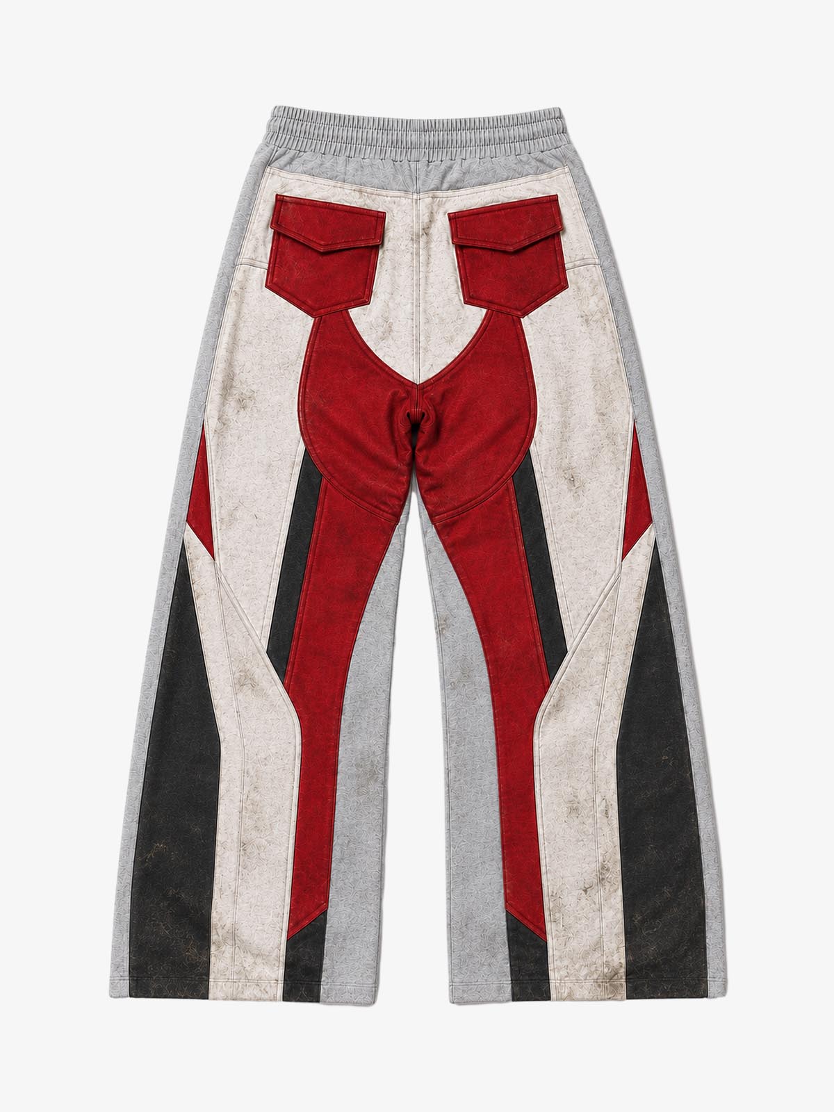 3D Biker Graphic Washed Distressed Wide-Leg Sweatpants