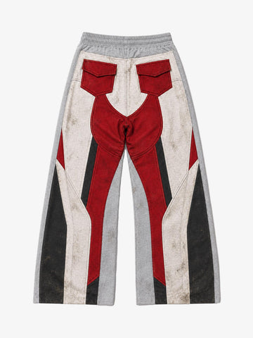 3D Biker Graphic Washed Distressed Wide-Leg Sweatpants
