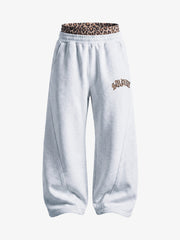 Leoparden-Patchwork-Hoodie & Hosen-Set