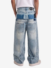 Double-Layer Paneled Baggy Jeans 