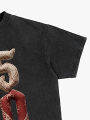 Vintage Washed 250 Graphic Distressed Cropped T-Shirt 