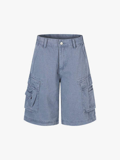 Distressed Multi-Pocket Cargo Shorts