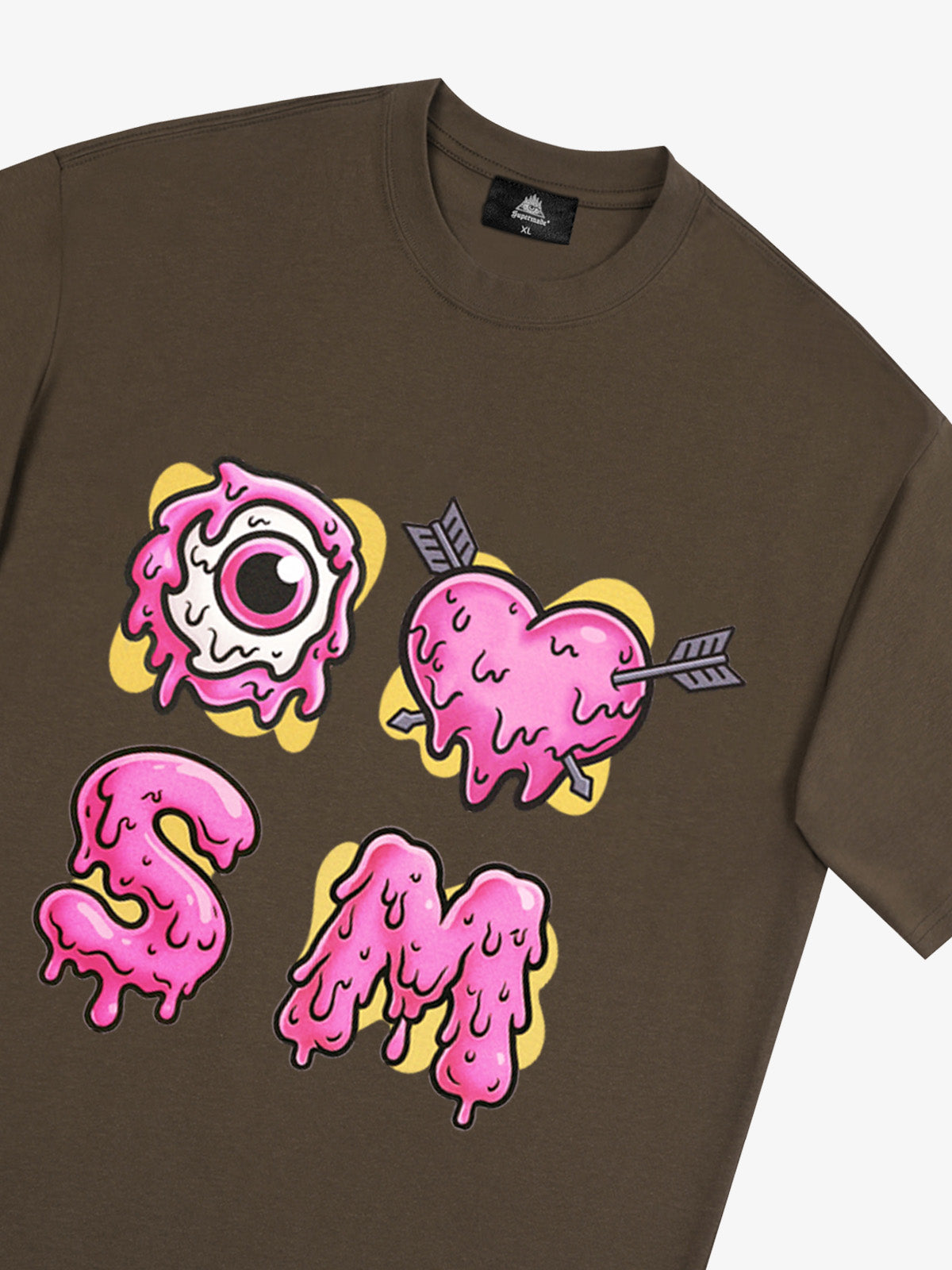 Thesupermade eyeball and love graffiti declaration T-shirt 