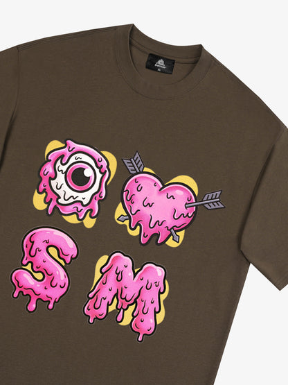 Thesupermade eyeball and love graffiti declaration T-shirt 