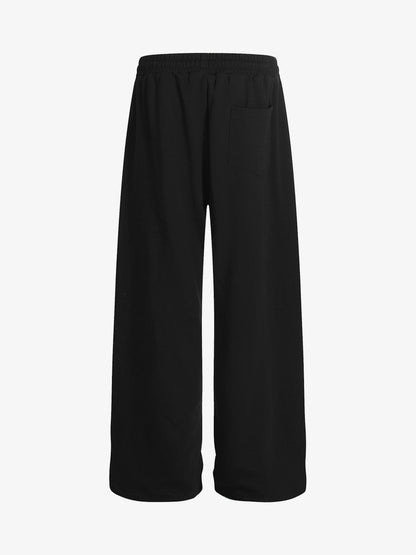 Stylish Black Wide-Leg Pants with Unique Embroidered Design for Casual Wear 