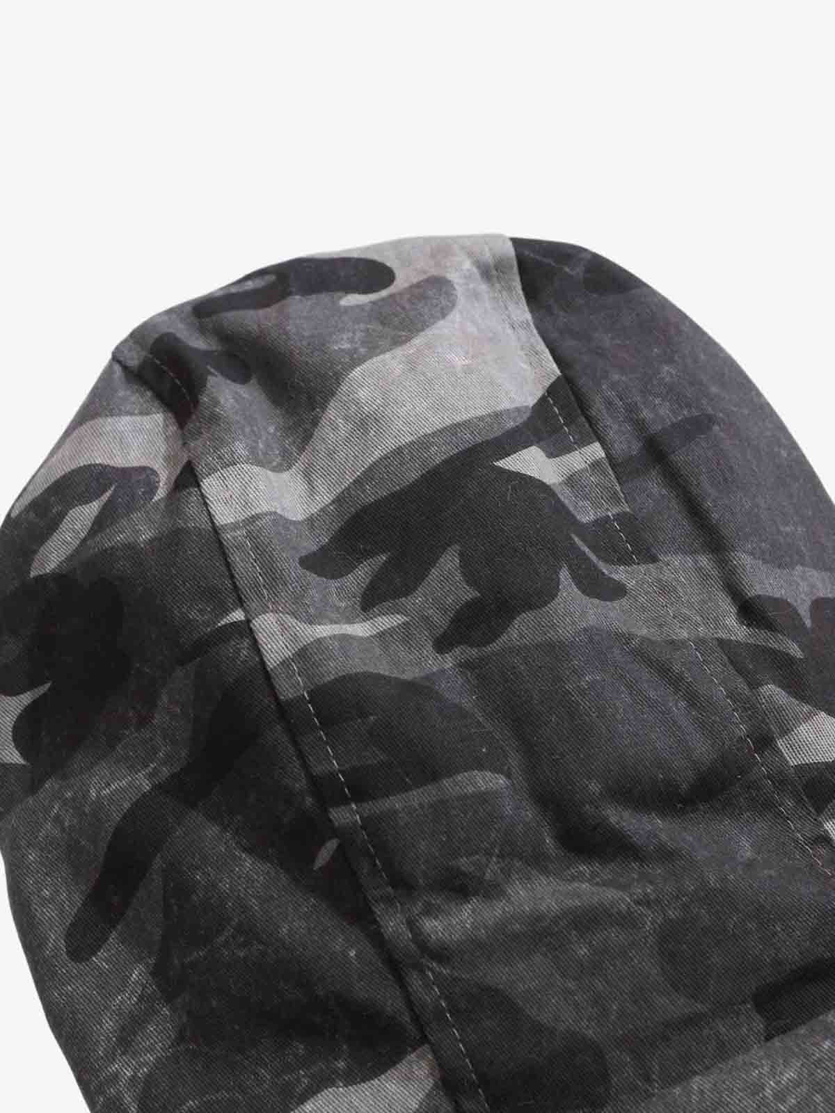 Vintage Camo Faux Fur Hood Padded Bomber Jacket 