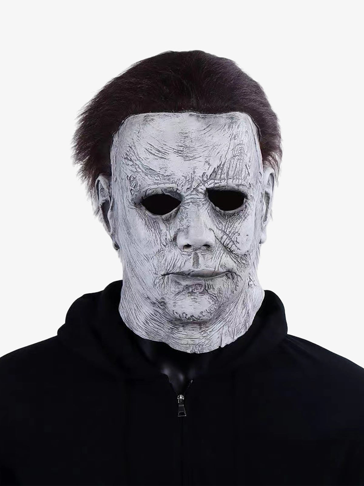 Halloween Horror Mask with Distressed White Finish for Spooky Costume Fun 
