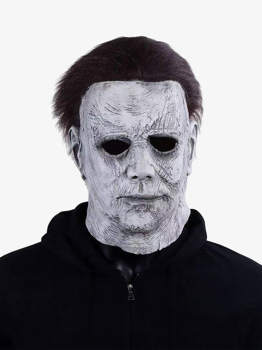 Halloween Horror Mask with Distressed White Finish for Spooky Costume Fun 