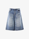 Button-Fly Baggy Denim Shorts