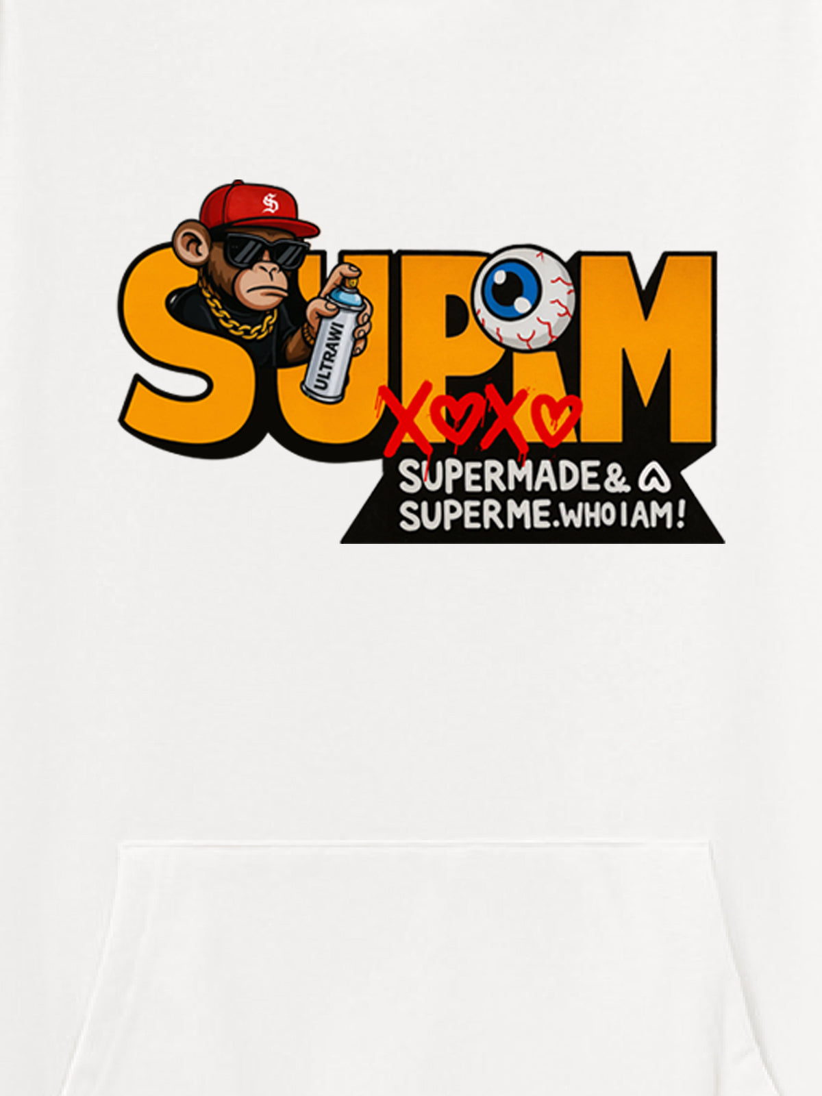 Supermade Hip-hop Monkey Graffiti Hooded Sweatshirt 