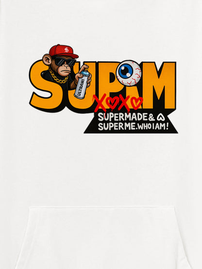 Supermade Hip-hop Monkey Graffiti Hooded Sweatshirt 