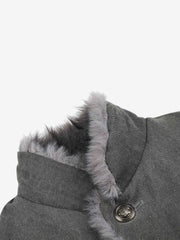Faux-Fur Trim Washed Button-Up Coat
