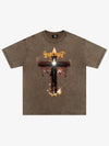 THE SUPERMADE Gothic Flame Cross Graphic T-Shirt for Bold Statement Wear 