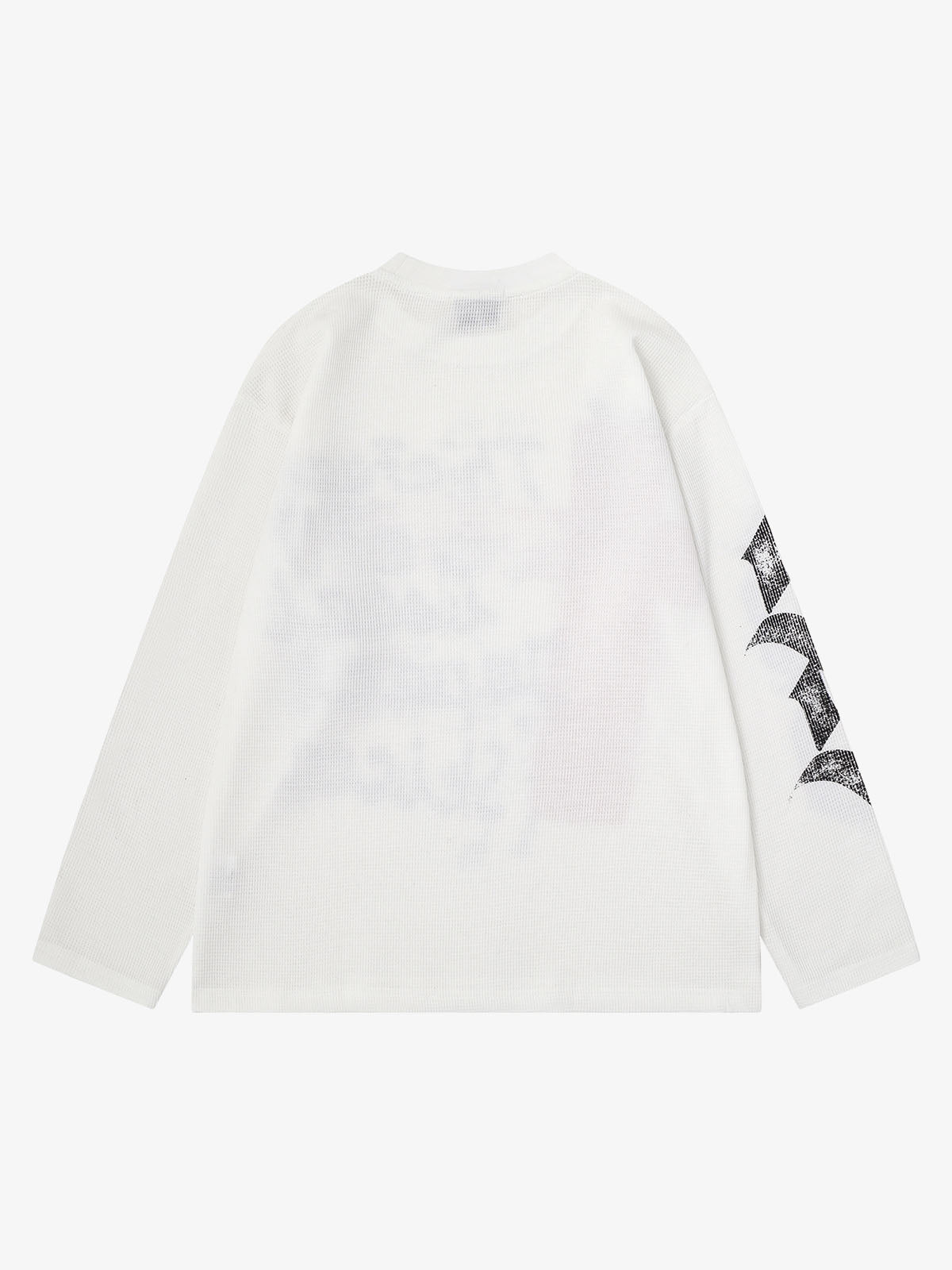 Dark Letter Graphic Waffle Long Sleeve Tee