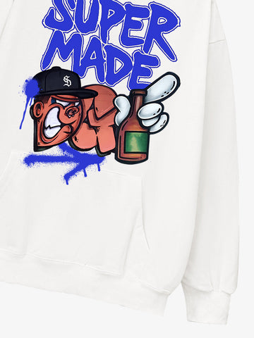 Original Contrast Color Letter Graphic Hoodie 