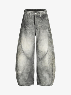 Wide-Leg Denim Trousers with Distressed Look for Modern Fashionistas 