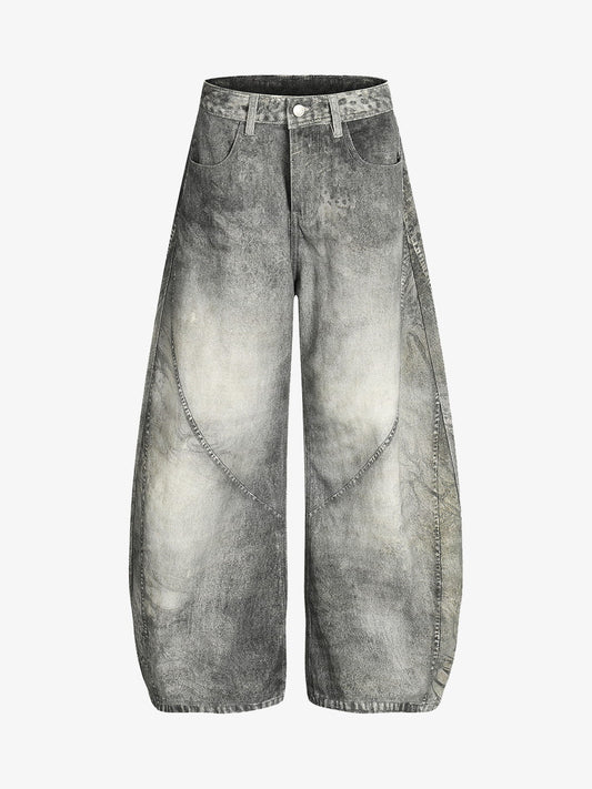 Wide-Leg Denim Trousers with Distressed Look for Modern Fashionistas 