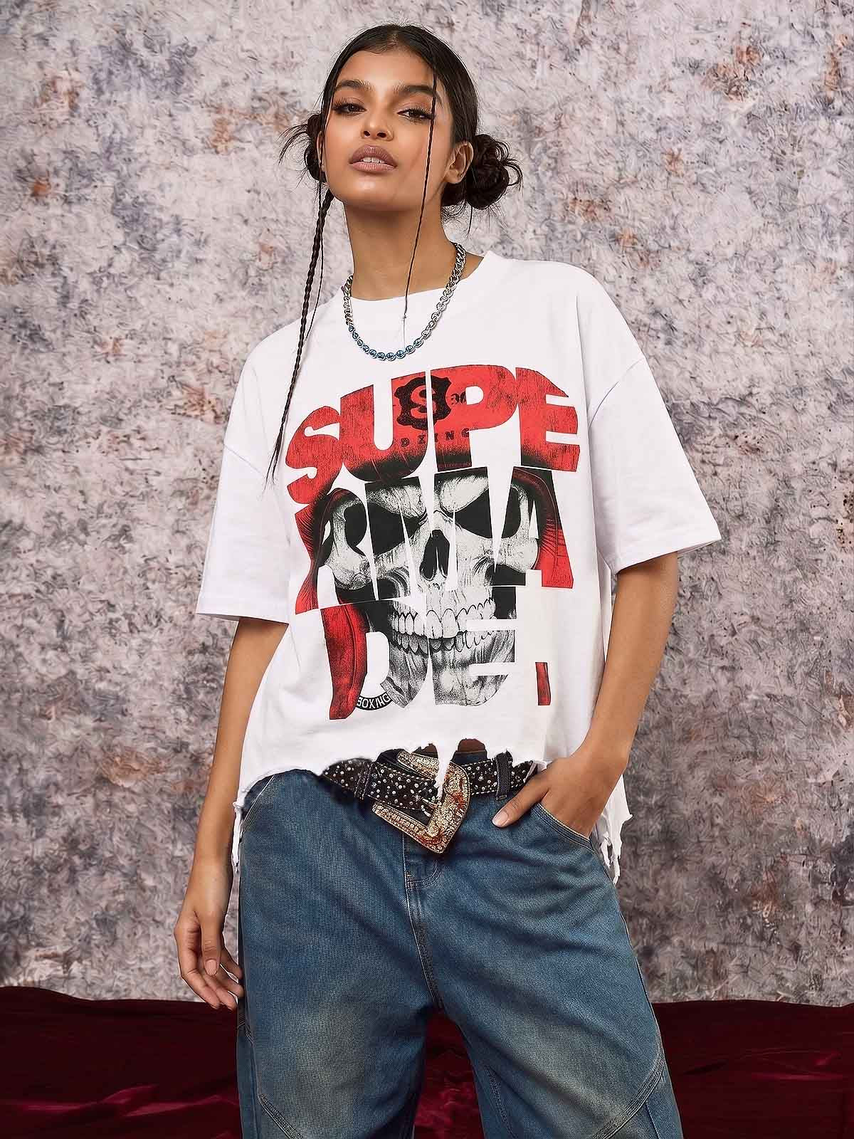 Vintage Gothic Skull Graphic T-Shirt