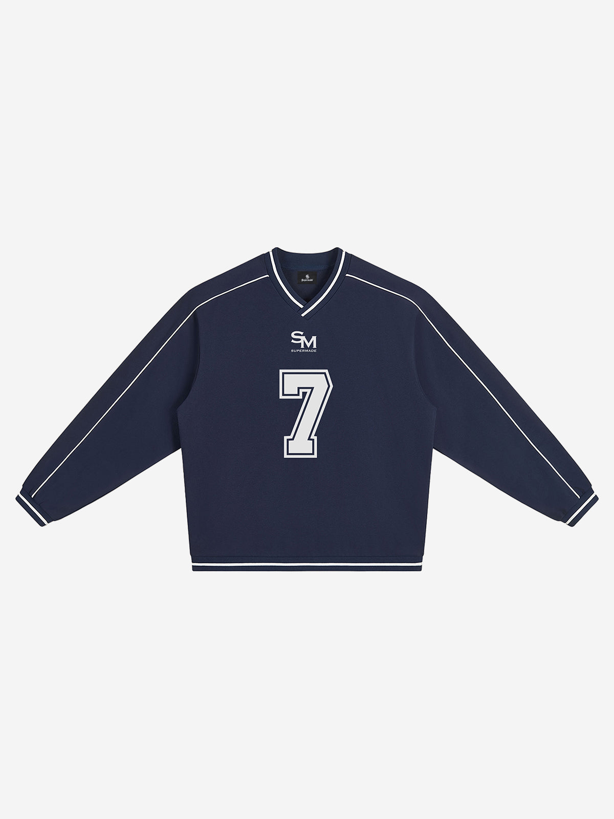 Striped Color Block Logo Graphic V-Neck Sweatshirt