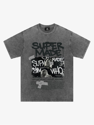 Street Graffiti Style Retro Character Collage T-Shirt 