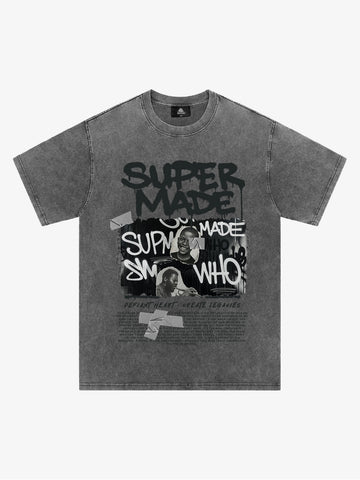 Streetwear Graffiti Character Collage Graphic T-Shirt 