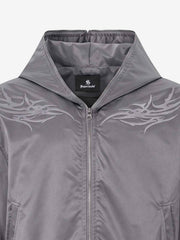 Embroidered Quilted Hooded Windbreaker Jacket