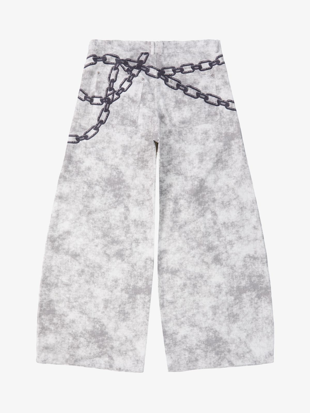 Supermade Distressed Chain And Key Print Baggy Pants 