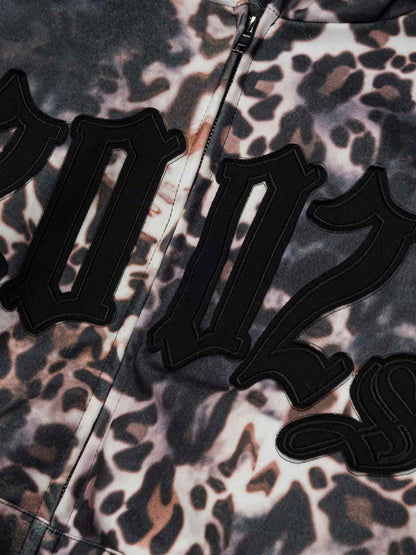 Leopard Print Hooded Bomber Jacket with Faux Fur Trim - Trendy and Stylish for All Seasons 