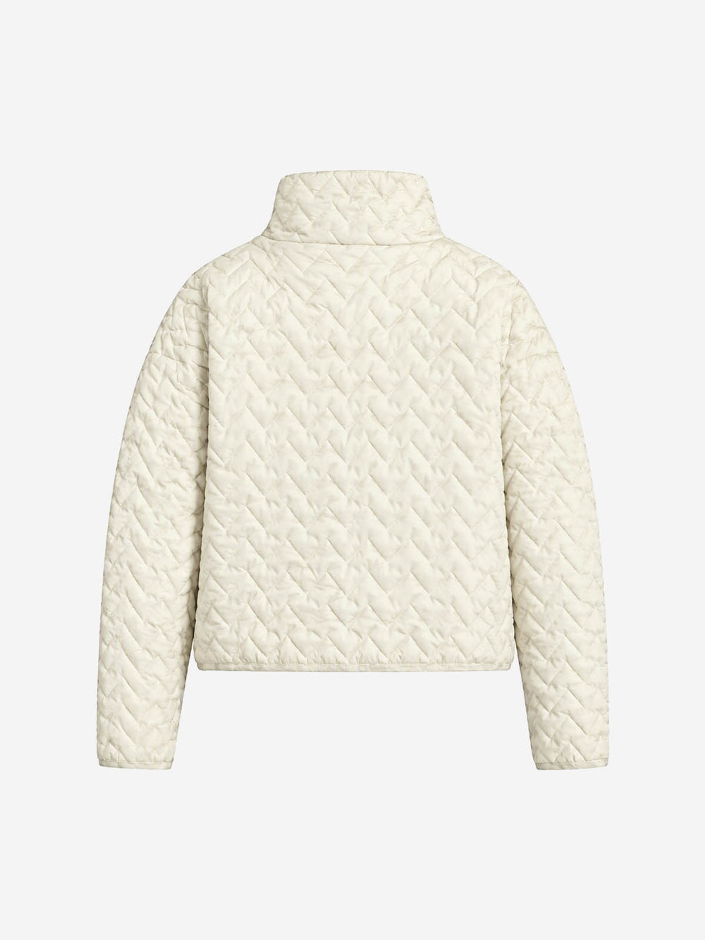 Diamond-Quilted Knit Stand-Collar Cropped Padded Coat