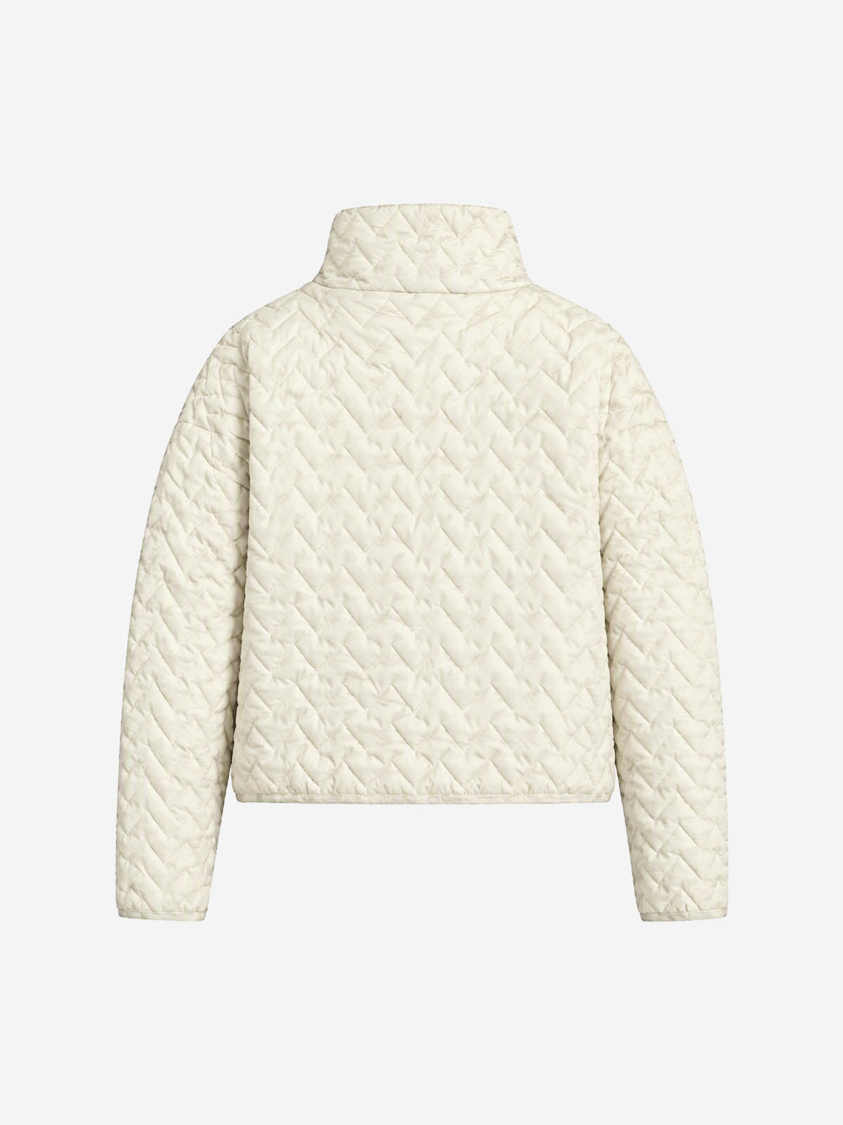 Diamond-Quilted Knit Stand-Collar Cropped Padded Coat