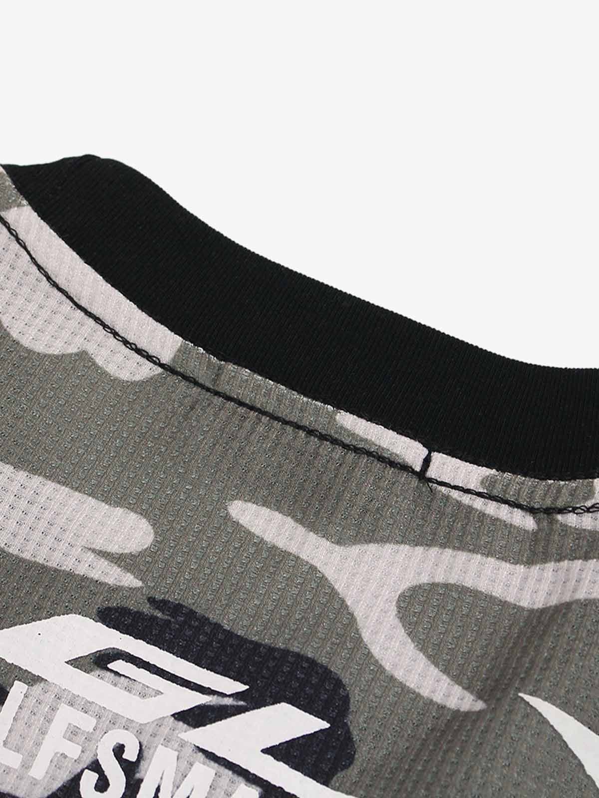 Thesupermade Camouflage Skull Print Long-sleeved T-shirt 