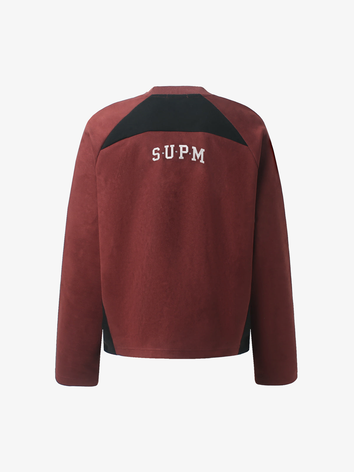 Letter Embroidered Faux Suede Long Sleeve Top