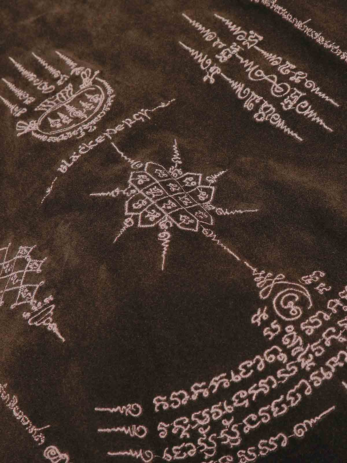 Vintage Suede Embroidered Toggle-Buckle Stand Collar Down Jacket 