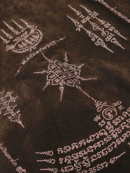 Vintage Suede Embroidered Toggle-Buckle Stand Collar Down Jacket 