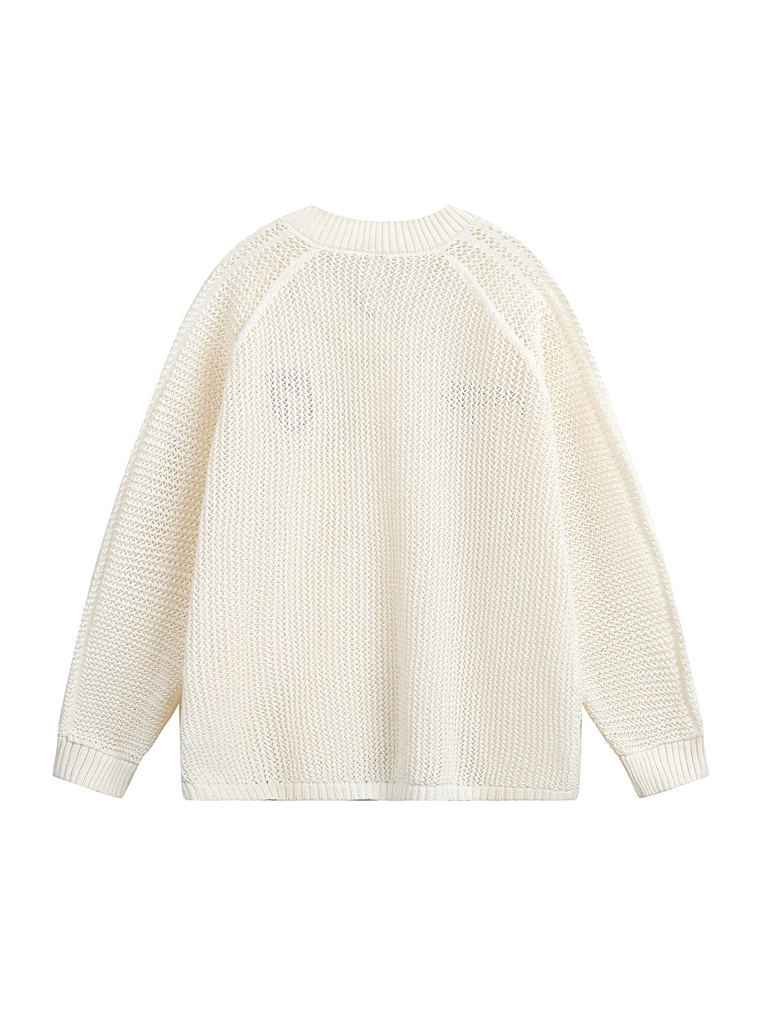 Vintage Ripped Long Sleeve Knitted Jersey V-Neck Sweater 