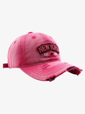 Distressed Baseball Caps with Embroidered New York Design - Perfect for Casual Wear 