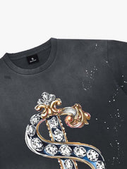 Vintage Rhinestone Dollar Graphic T-Shirt 