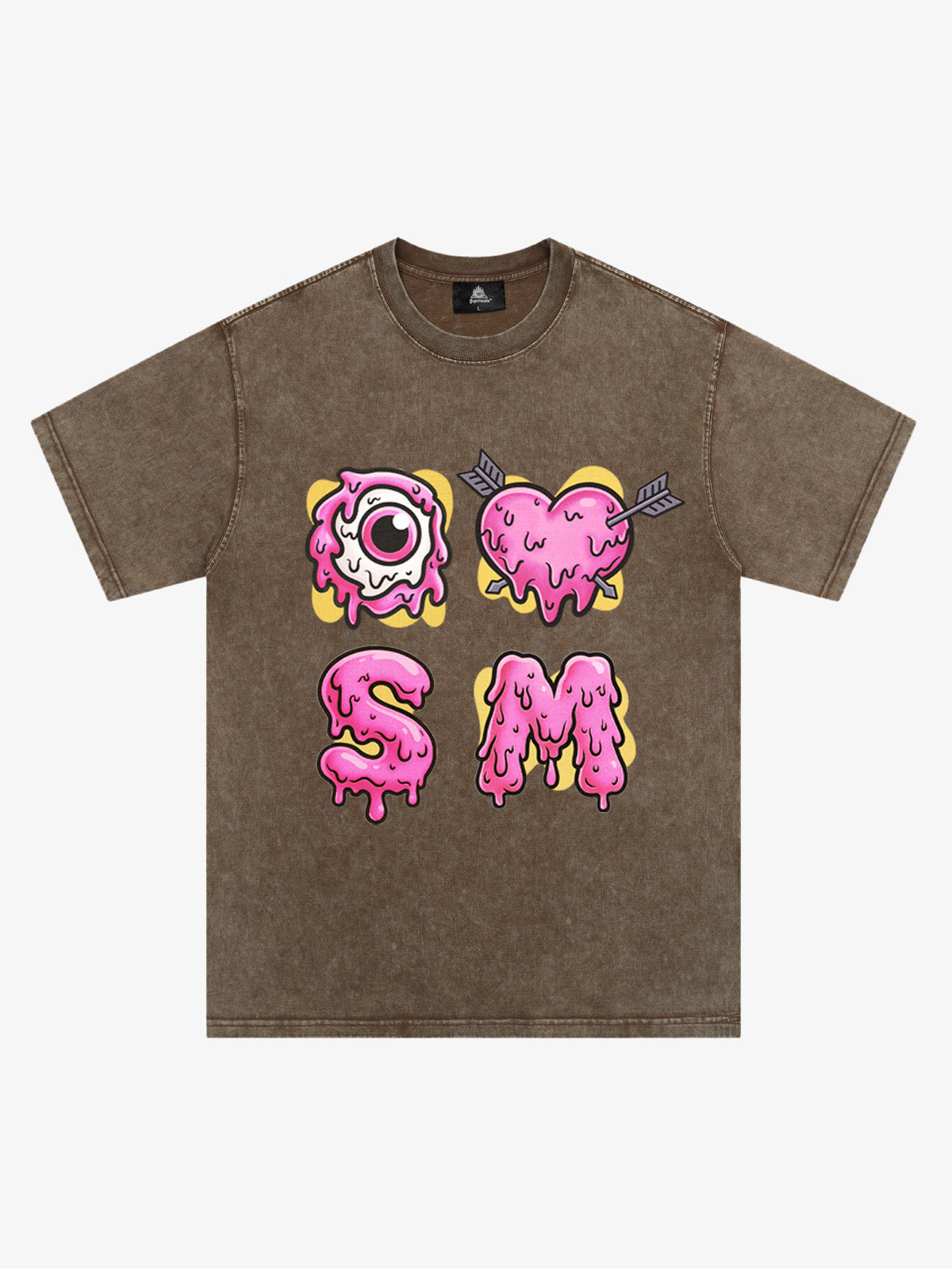 Thesupermade eyeball and love graffiti declaration T-shirt 