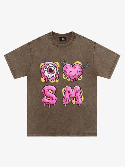 Thesupermade eyeball and love graffiti declaration T-shirt 
