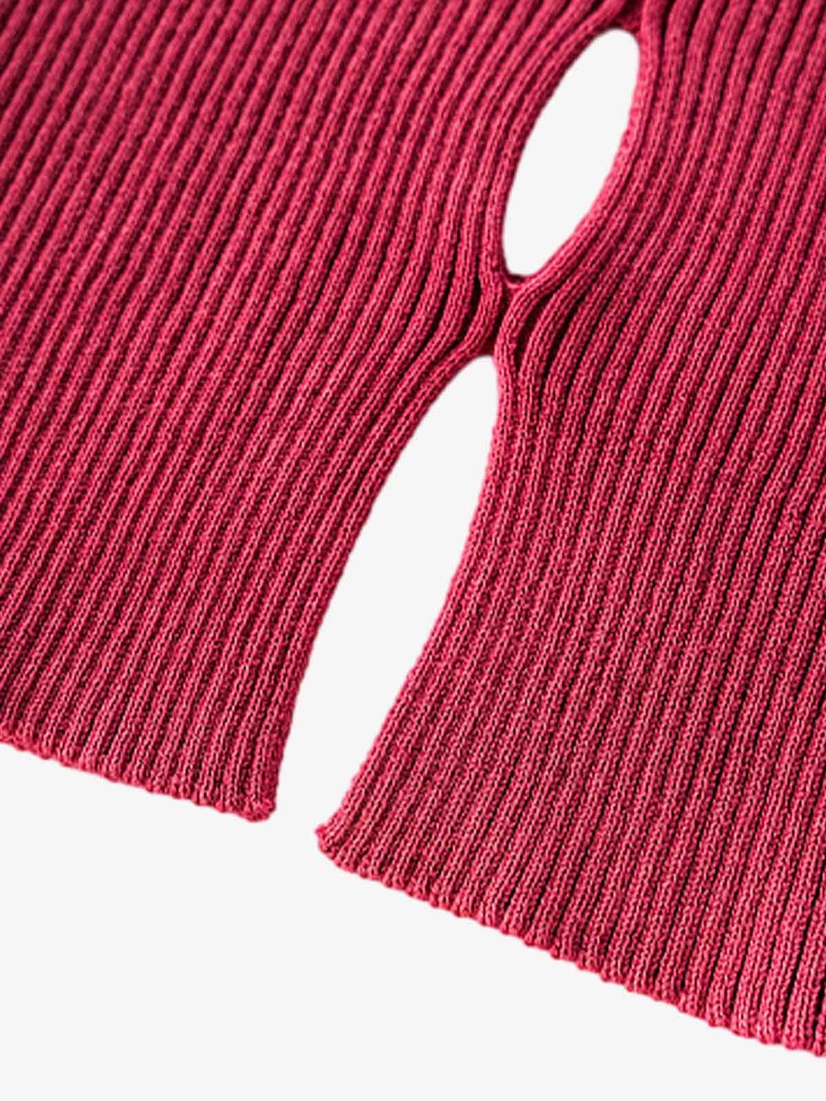 Distressed Ribbed Cutout Detail Sweater