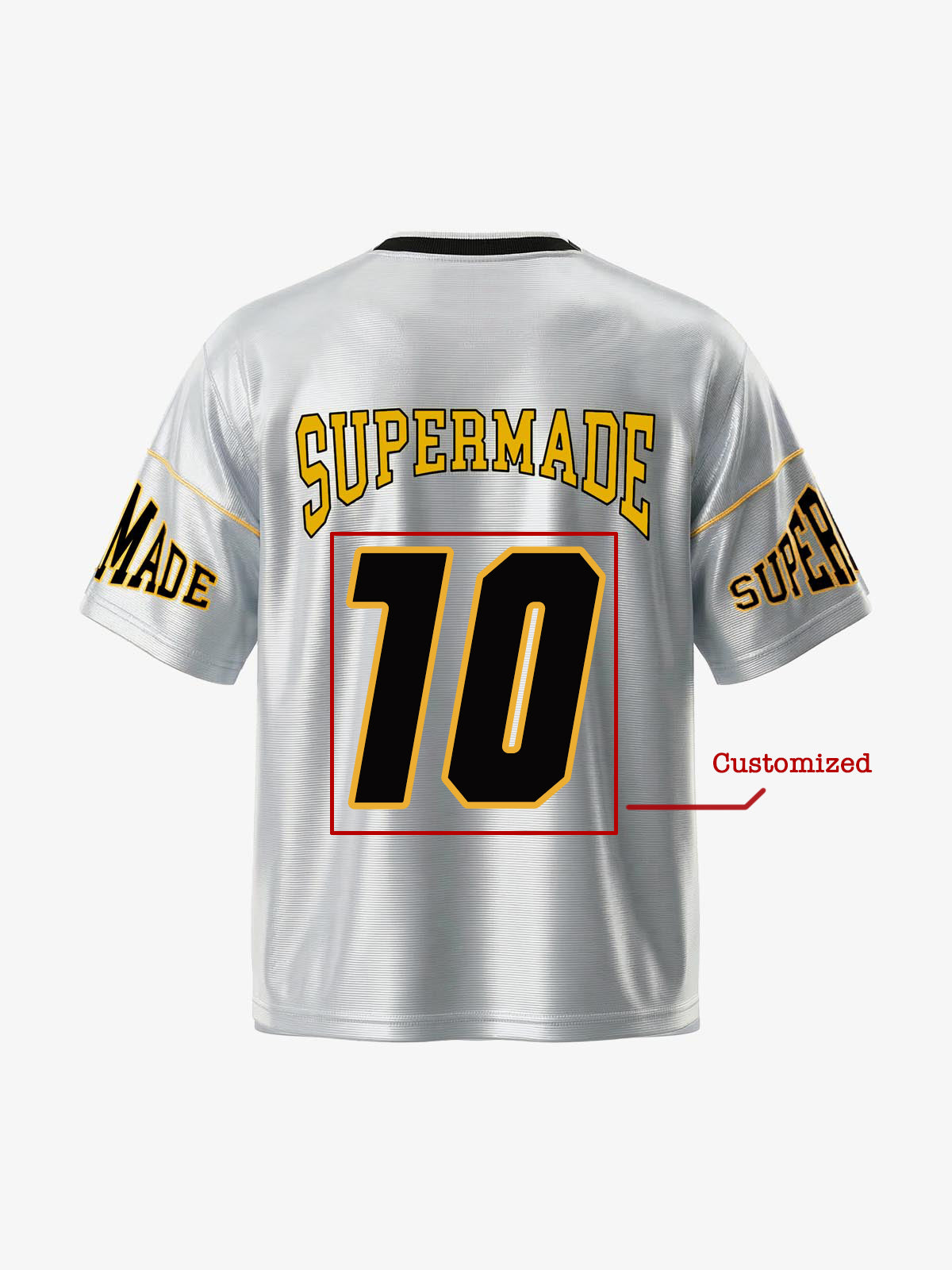 Supermade Patterned Custom V-neck Silver Sport Jersey 