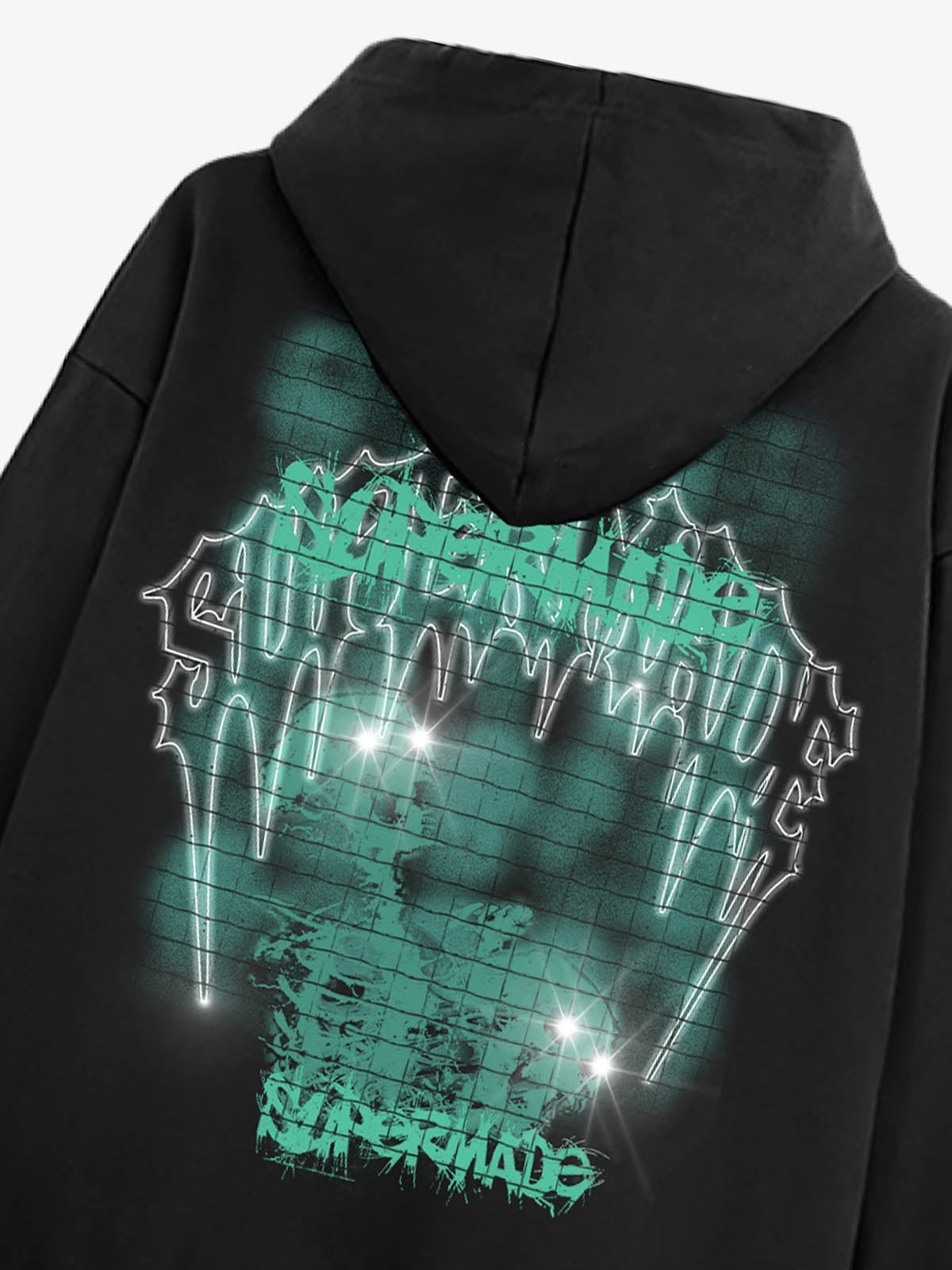 THE SUPERMADE Washed Psychedelic Graffiti Art Print Hoodie with Skull Design 