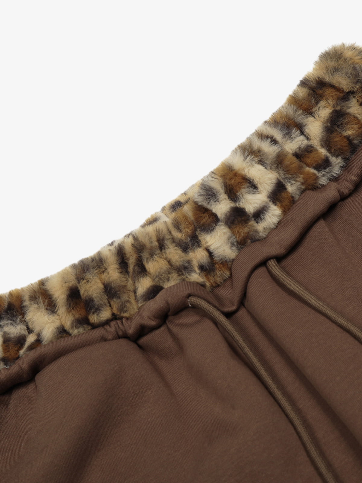 Retro Double-Waist Leopard Patch Barrel Pants - 2564 
