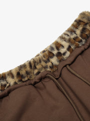 Retro Double-Waist Leopard Patch Barrel Pants - 2564 