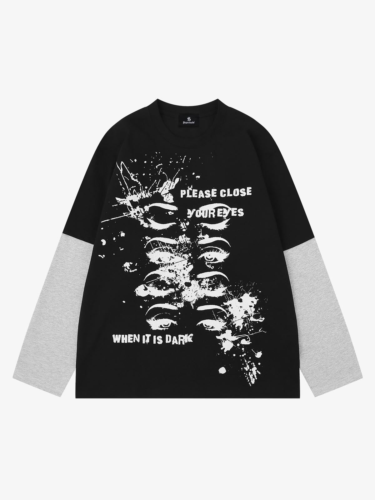 Langarmshirt mit dunklem Grafikprint