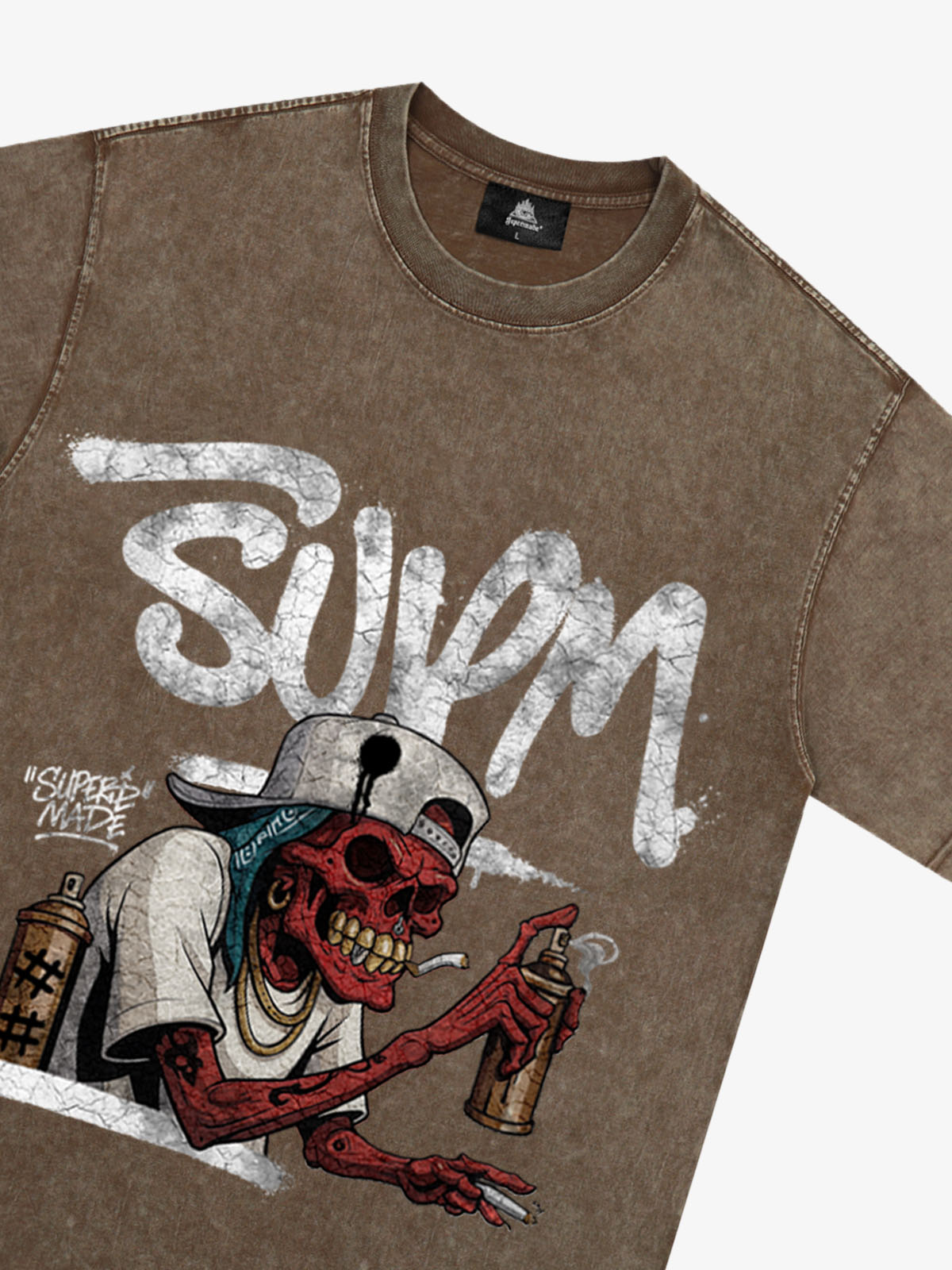 Street Trendy Skull Spray-Paint Graffiti Master T-Shirt 