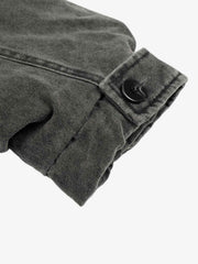 Vintage Distressed Pleated Shearling Collar Fleece Jacket 
