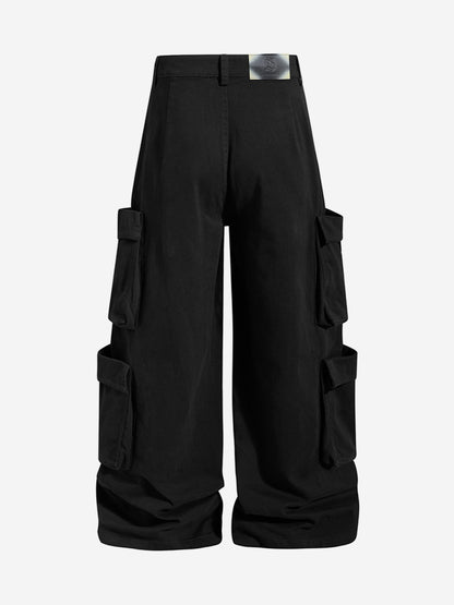 Embroidered Studded Multi-Pocket Paratrooper Cargo Jeans